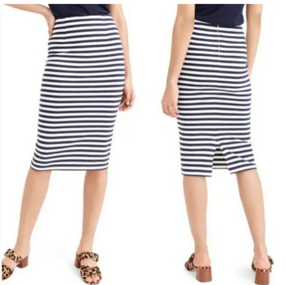 J.Crew Knit pencil skirt in stripe-L7578-cotton